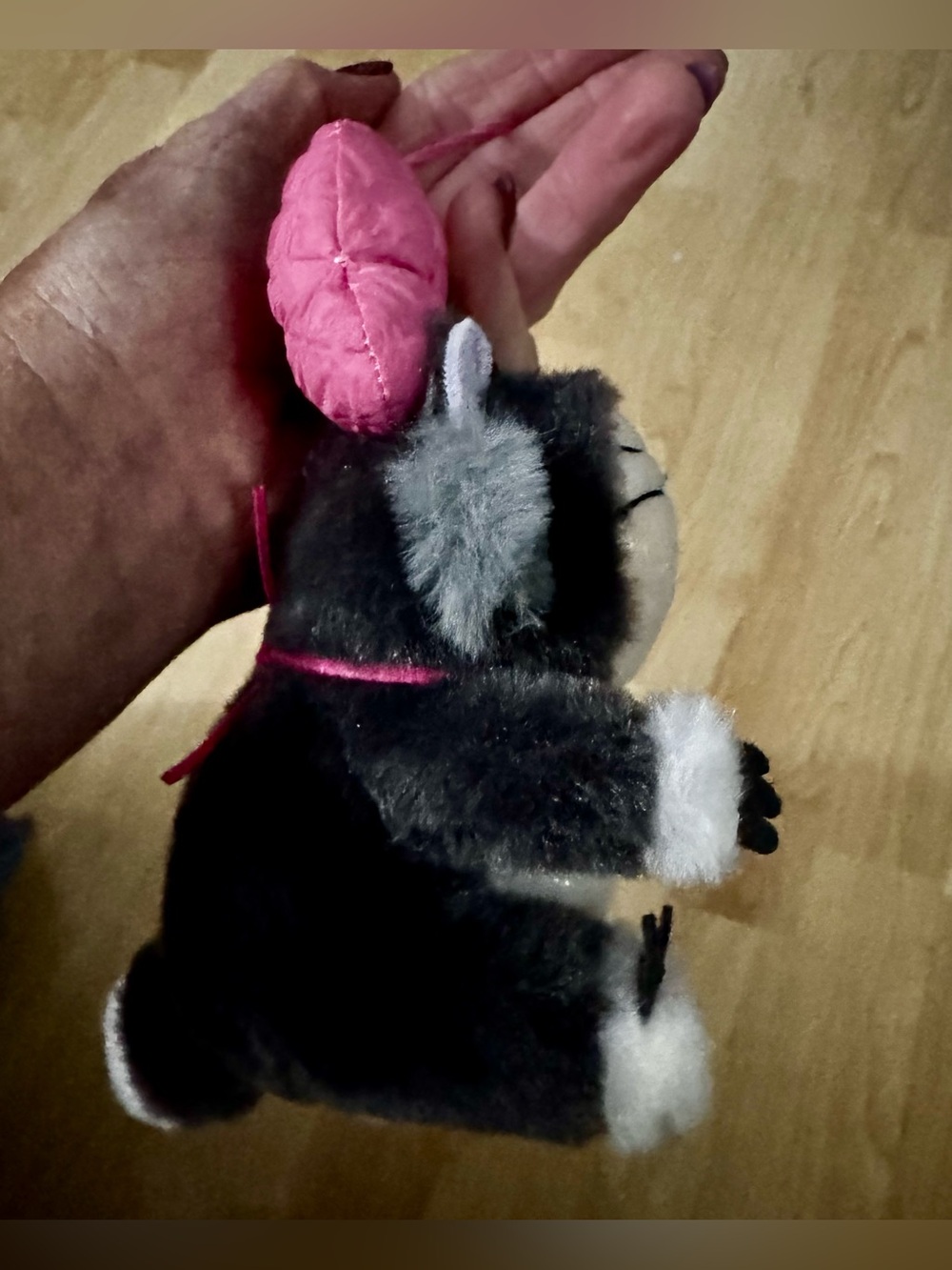 Plush Lucifer Toy with Pink Bow and Heart Tag. - Picture 5 of 6